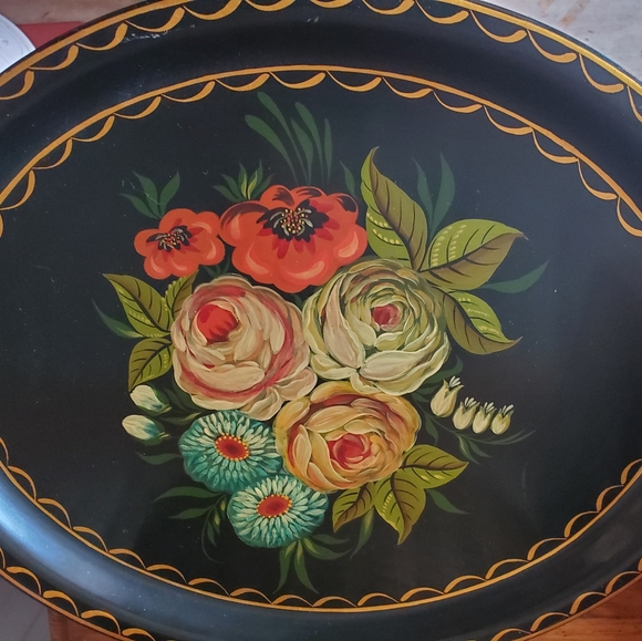 Vintage Hand Painted Tole Tray - Read listing description & make me an offer - Picture 7 of 7